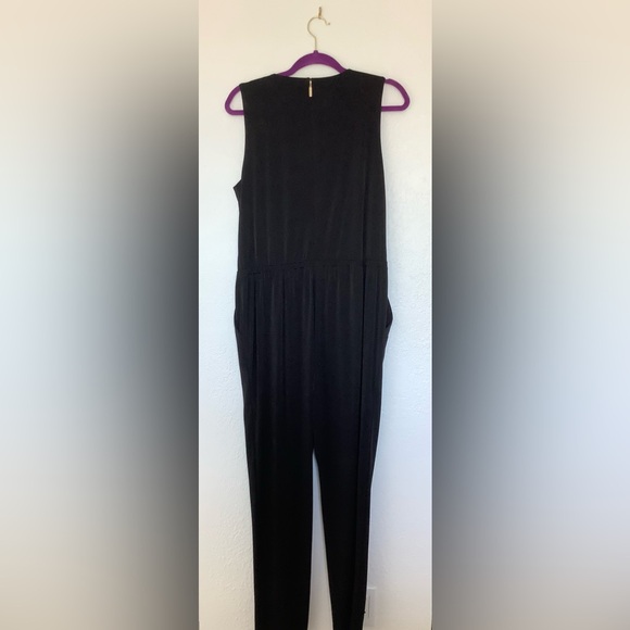 NWOT MICHAEL MICHAEL KORS Solid Twist Knit Jumpsuit Black Size Large - Picture 5 of 6